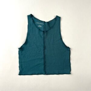 American Eagle Outfitters Teal Ribbed Knit Top